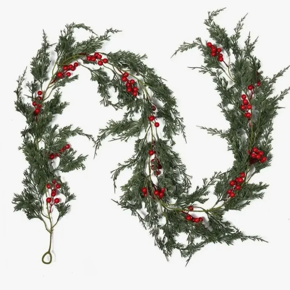 Festive Green Holiday Garland set of two
